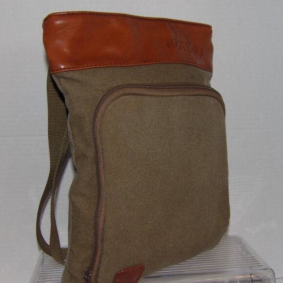 doTERRA Brown Canvas &Light Brown Leather Shoulder Strap Bag With Oil Holders - Picture 1 of 10
